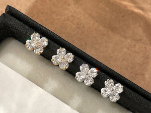 925 Sterling <b>Silver</b> Gold Plated Dainty Four Leaf Clover <b>Stud</b> <b>Earrings</b> with Cubic Zirconia-Lucky Gift Jewelry for Women - Product Image 3