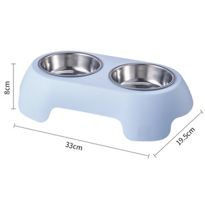 Bol double en acier inoxydable pour chiens et chats, plat d'alimentation antidérapant pour animaux de compagnie, grande capacité, forme arrondie - Product Image 4