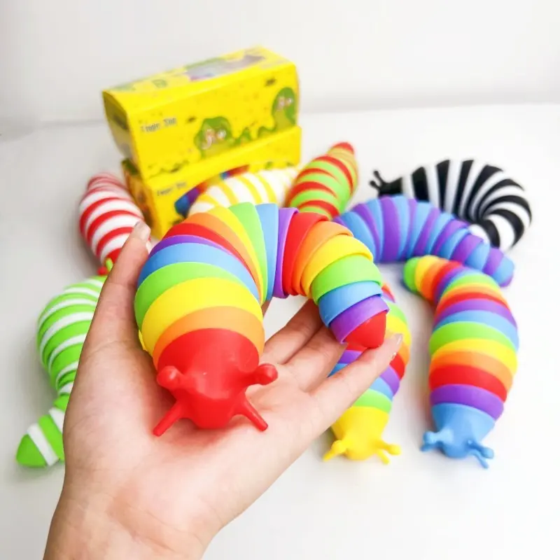 2024 New Kids Small Toys Squeeze Stress Release 4 Slugs Printed Sensory Slug Fidget Toy for Children