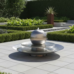 Grandes boules de <span class=keywords><strong>fontaine</strong></span> creuses en acier inoxydable, décoration paysagère extérieure, éclairage <span class=keywords><strong>solaire</strong></span>, design moderne, taille et couleur personnalisables - Product Image 2