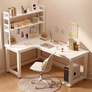 Bureau de jeu en bois noir moderne, spacieux et élégant, en forme de L, multifonctionnel, avec organisateur, pour salles de jeux à domicile et bureaux - Product Image 6