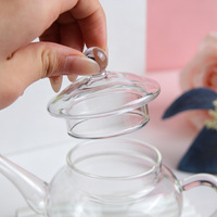 Théière en verre miniature pour une personne de 11 oz, en verre borosilicate haute résistance, transparente, pour préparer le café et le thé, avec couvercle et filtre