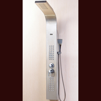 Fournisseur chinois – Ensemble de douche carré contemporain et durable en acier inoxydable 304 poli, à montage au sol, avec 2 poignées, jet de pluie et douchette à main douce