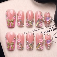 Ongles à presser en acrylique faits main, prêts à la distribution, 2,5 mm carrés, courbes, couverture complète, PMMA, OE, ODM, sur mesure, 10 pièces