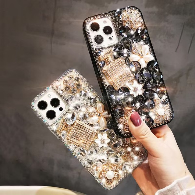 High Quality Luxury Sparkle Glitter Crystal Case Rhinestone Diamond Phone Cover for iPhone 15 14 13 12 16 Plus and 8 Plus