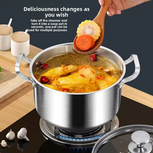 Lots de Casseroles et Faitouts en Acier Inoxydable 316 Multi-Tailles avec Couvercles en Verre pour Cuisinières à Gaz et à Induction pour Réunions de Famille - Product Image 4