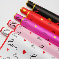 Papier d'emballage pour bouquets de fleurs personnalisable de haute qualité JOSI, imprimé cœur d'amour, épaissi, enduit d'PE imperméable, pour fleuristes