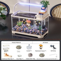 Aquarium de bureau carré personnalisable en gros avec kit de filtration LED et de décoration