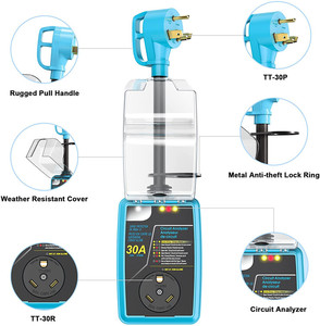 Protector contra sobretensiones para autocaravana, 30 Amp con luz indicadora, cubierta impermeable, NEMA TT-30P, Analizador de circuito de defensor de potencia para remolque y <span class=keywords><strong>Camper</strong></span> - Product Image 2
