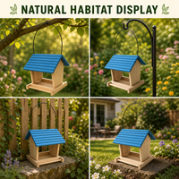 Blaues Holz-Vogelhäuschen mit Schindeldach für Draußen, Hängende Wildvogel-Futterstation mit Klarsichtfenster, Gartendekoration, DIY Nistkasten OEM