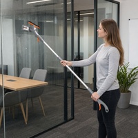 Nettoyeur de vitres modulaire à perche télescopique avec pulvérisateur d'eau et raclette à main détachable – Kit complet