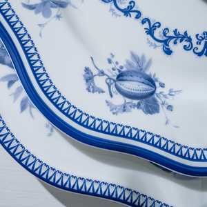 Vaisselle <span class=keywords><strong>PITO</strong></span> à motif floral bleu et blanc, bord festonné, porcelaine fine, assiettes à apéritif, à accompagnement, à dessert, à dîner pour <span class=keywords><strong>restaurant</strong></span> - Product Image 3