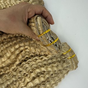 7pcs/套非洲扭结卷发人发延伸 #613金发卷发夹120克缅甸处女发 - Product Image 2