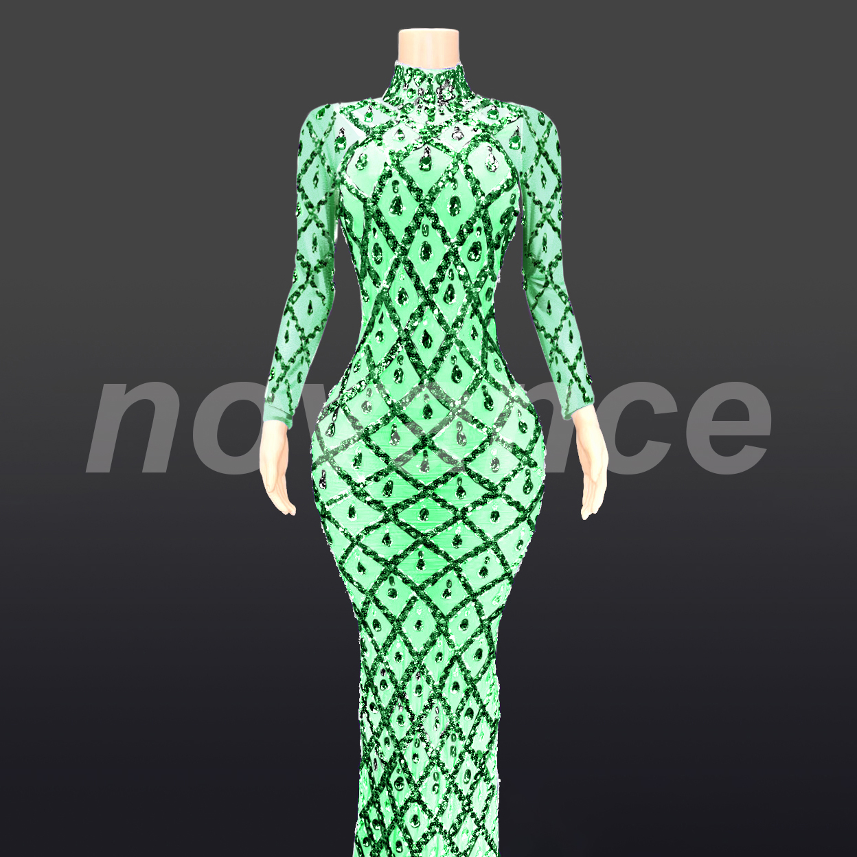 likely green dress Hunter Green V-Neck Maxi Dress With Long Sleeve And Slit