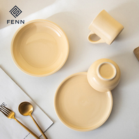 Service de table en céramique crème FENN, vaisselle en porcelaine, assiette à petit-déjeuner, assiette à salade, assiette à dessert, bol, tasse, style nordique mat, passe au lave-vaisselle