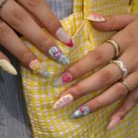 Faux ongles à presser en amande, style fruits et océan, personnalisables en gros, en acrylique souple, pour salons de beauté et voyages
