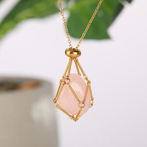 Réglable plus récent en acier inoxydable fil d'or Wrap naturel améthyste Rose Quartz gemme pierre <span class=keywords><strong>macramé</strong></span> collier - Product Image 6