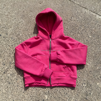 Sudadera con capucha rosa para hombre, con cremallera completa, lisa, oversize, estilo urbano, proveedor mayorista de ropa en blanco, fabricante de marcas de ropa personalizada, OEM