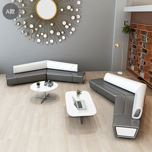 Muebles de vestíbulo de hotel Juego de sofás seccionales de tapicería de cuero sintético moderno para oficina Apartamento de área pública comercial Albergue - Product Image 4