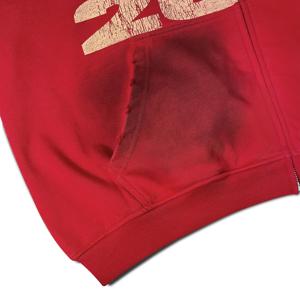 Sudadera con capucha y cremallera para hombre, de alta calidad, con diseño especializado, estampado frontal, efecto desgastado, estilo streetwear oversize personalizado - Product Image 6