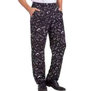 Pantalones de trabajo de chef rectos, pantalones de uniforme de restaurante de cocina estampados para chef - Product Image 5