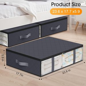 3 Pack 40L Large Clothes <b>Comforter</b> Storage Containers with Clear Window Under Bed Storage Bags for Bedding Organization - Product Image 2