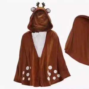MS Christmas <b>Reindeer</b> Hooded Adult Cute Deer Print Cape, Halloween Cosplay Party Costume - Product Image 2
