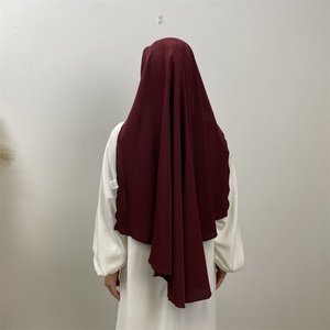 2340# Premium Nida Solid Color <b>Head</b> Scarf With Niqab One Piece <b>Style</b> Khimar Hijab for Tradiciton Muslim Women 13 Colors - Product Image 3