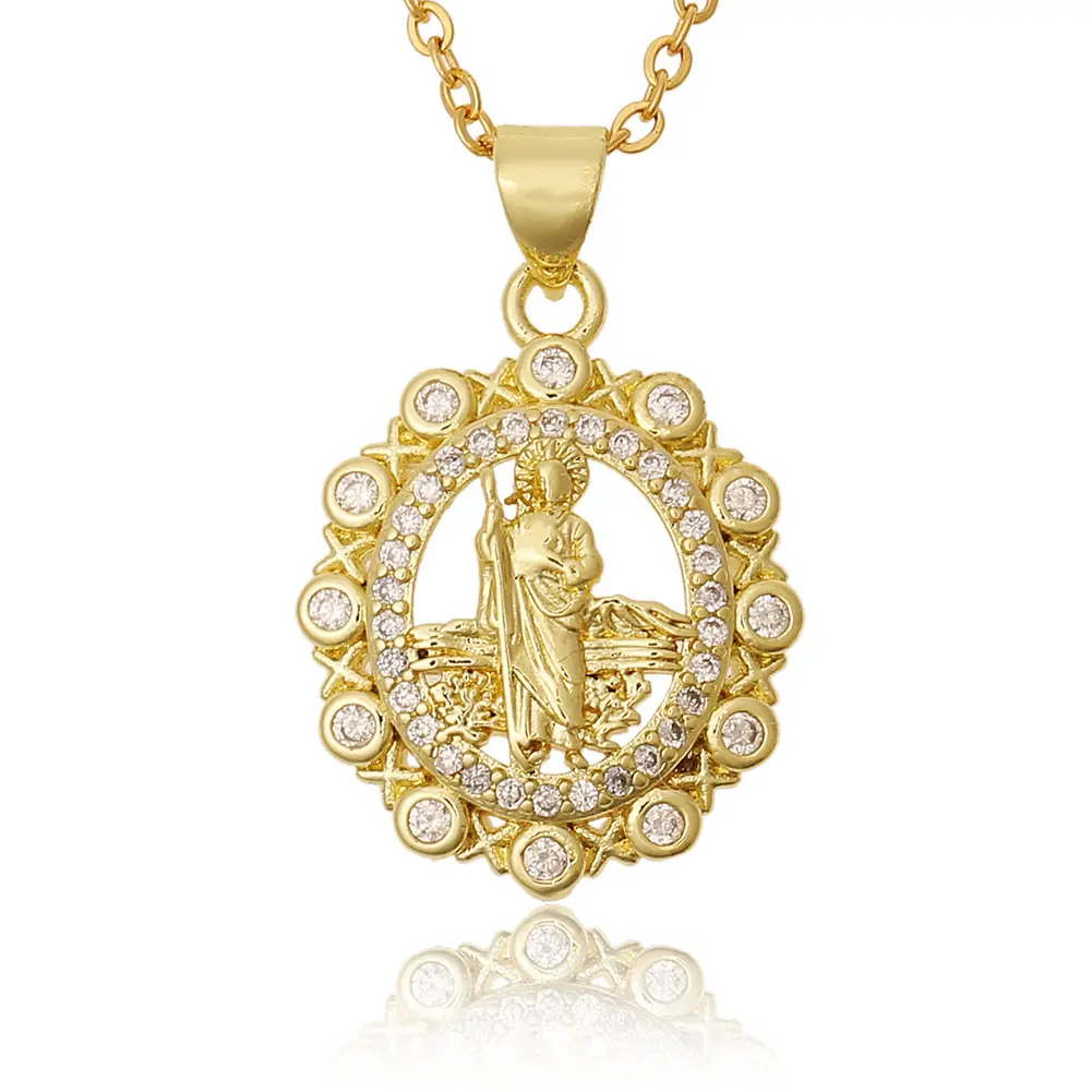 Wholesale Custom Necklace Popular Zircon Charm Stainless Steel Religious Necklaces Jewellery