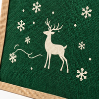 Sac fourre-tout en toile de jute naturelle écologique, imprimé rennes givrés pour les fêtes d'hiver, sac de courses réutilisable, logo personnalisé OEM