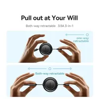Baseus-Câble USB rétractable 3 en 1 Chargeur rapide pour téléphone Android Type C pour Xiaomi Samsung