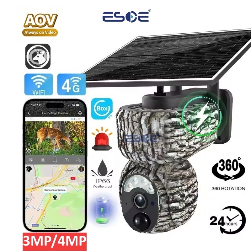Ubox Smart Solar PTZ 3MP 4G Network Full Color Infrared Night Vision 360° Panoramic Solar Camera Hunting Battery Camera