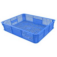 Caisse à poisson en plastique solide à paroi en maille pour la ventilation des fruits de mer, plateau empilable, plateau à pizza, panier