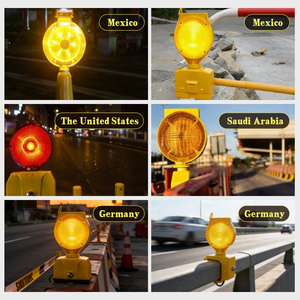 Luz de Advertencia LED Estroboscópica de Barrera Solar Intermitente Ámbar para Construcción, Luz de Señalización Vial Intermitente de Seguridad de Tráfico - Product Image 6