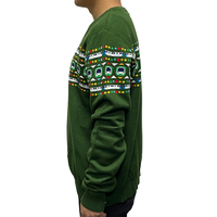 Pull unisexe à col rond en jacquard vert olive avec logo motif train, vente en gros d'usine, idéal pour les matchs de football