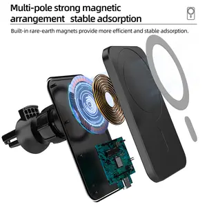Dudukan Pengisi Daya Cepat Magnet, Pengisi Daya Nirkabel Magnetik Mobil 15W untuk iPhone 12 12 Pro