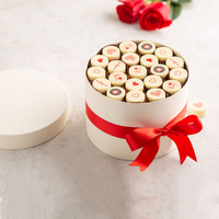 Boîte cadeau ronde personnalisée en chocolat avec fenêtre en PVC et ruban, emballage de luxe pour bonbons et biscuits, pour cadeaux de la Saint-Valentin