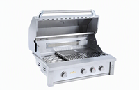Barbecue à gaz encastrable professionnel à 3 brûleurs avec rôtissoire intégrée et brûleur arrière haute puissance – Station culinaire polyvalente
