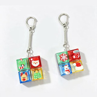 Porte-clés Pop-it de Noël mignon en PVC, jouet anti-stress à presser, pendentif avec motifs sapin de Noël et Père Noël