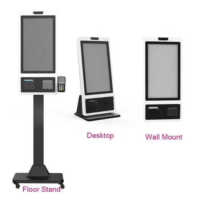 21.5inch Restaurant Fast Food Order Touchscreen Display Kiosk Self Service Payment Kiosk with Printer Scanner and Camera