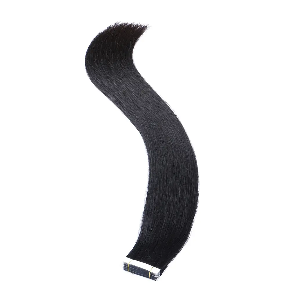 tape in human hair extension silky straight wholesale price free sample jet black color best selling