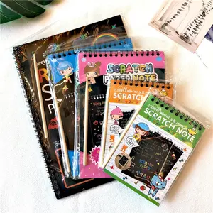 Scratch Book Pen for Kids to Drawing Toy with a Wooden Paper Drawing Board 3d DIY Kids Painting Writing Drawing Fashion Me