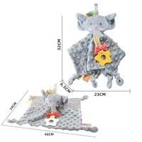 Doudou Éléphant Adorable pour Bébé, Couverture de Sécurité, Serviette Apaisante pour Nouveau-né, Doudou Confortable en Peluche avec Anneau de Dentition en Silicone
