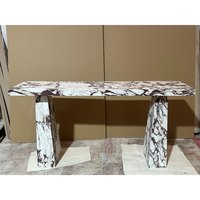 Tables consoles en marbre naturel Calacatta Viola italien de luxe, pieds en marbre pyramidaux faits à la main, meubles d'entrée