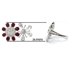 Chine Usine Fine Jewelry Prong Setting 18k Or Blanc Diamant Naturel Tournesol Rubis Et Rose Cut Bague De Mariage Pour Les Femmes - Product Image 2