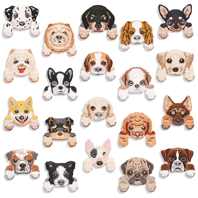 Factory Price wholesale 3d custom embroidered embroidery patches dog sew iron on for clothing