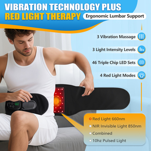 Nhà Máy giá không dây 660nm 850nm Nir rung massage thắt lưng Brace trở lại sưởi ấm vành đai đỏ-ánh sáng trị liệu eo hỗ trợ Massager - Product Image 2