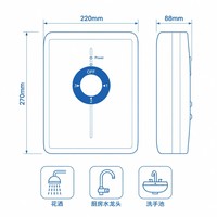 Chauffe-eau électrique instantané 8KW avec élément chauffant en acier inoxydable et boîtier en plastique, pour maison, hôtel, garage, douche