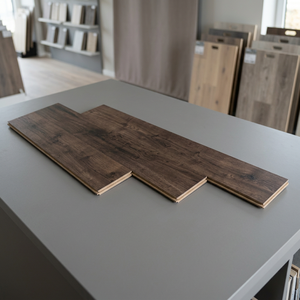 Suelo de Vinilo con Textura de Madera Rústica Marrón Oscuro, Formato Rectangular de Ancho Medio para Sala de Estar Interior - Product Image 2