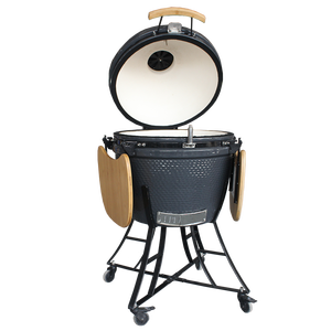 Auplex <span class=keywords><strong>KAMADO</strong></span> Premium Gris Foncé 24 pouces <span class=keywords><strong>XL</strong></span> Grand Barbecue Professionnel en Céramique au Charbon de Bois Forme OEM avec Brûleur Latéral pour Extérieur - Product Image 1